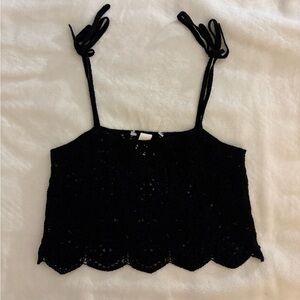 Black crochet cropped top